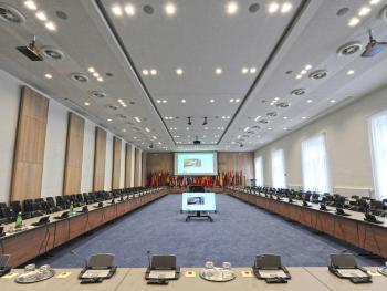 An empty meeting Hall at the Hofburg.